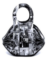 Obama Print Magazine Accordion Purse - Black & White